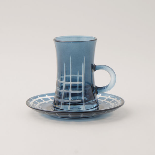 Dallaty 12pcs glass tea set, dark blue image number 3