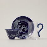 Dallaty blue glass and porcelain Tea and coffee cups set 21 pcs image number 1