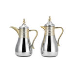 2 Pcs Steel Vacuum Flask Set Jambiyah Gold And Silver 1L + 0.7L image number 0