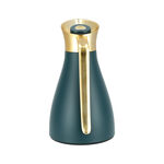 Dallaty green steel vacuum flask with matt golden handle 1L image number 3
