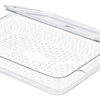 Alberto transparent acrylic fridge container with lid & inner basket 3L