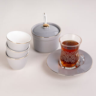 Tea And Arabic Coffee Set 20 Pieces Grey