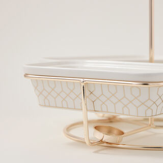 3 Pcs Rectangle Food Warmer With Stand