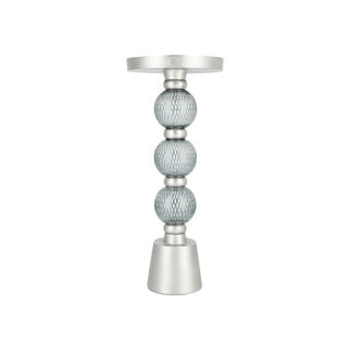 Drink Table Silver Mirror Top Grey Grass Base 46 *43 cm