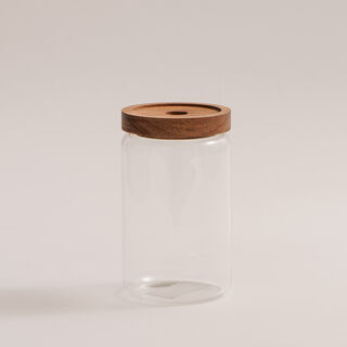 Borosilicate glass storage jar with acacia lid, 700 ml