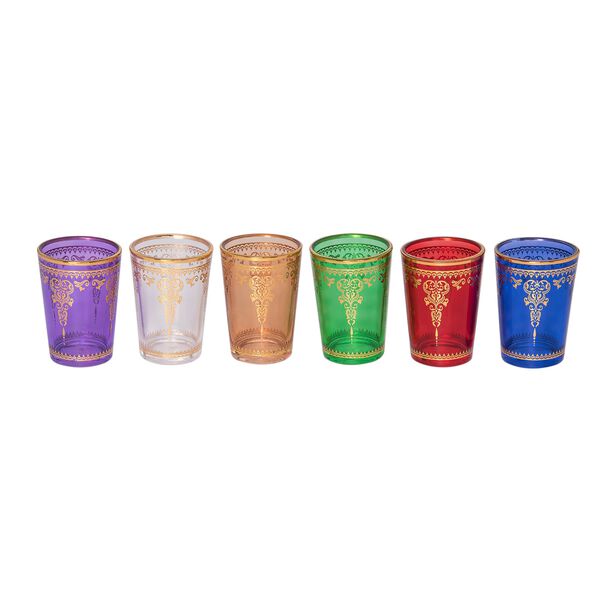 Colored Moroccan Tea Glass Set/Transparent image number 1
