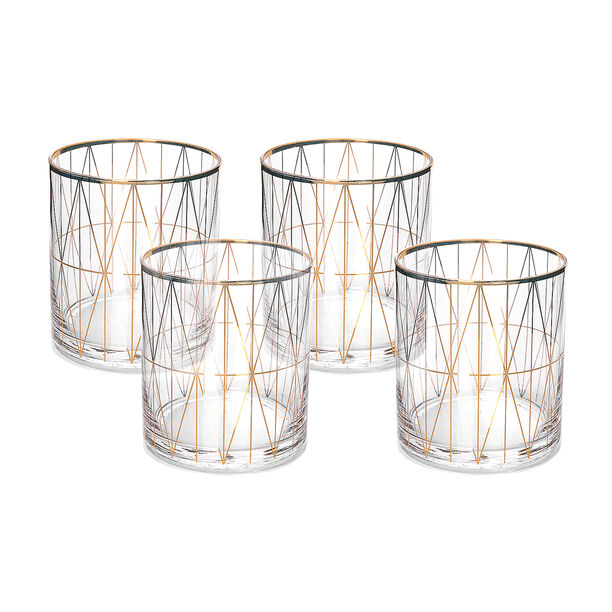 LA MESA 4 PCS GLASS TUMBLERS GOLD DECAL image number 0