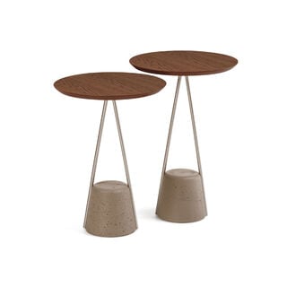 Homez lilly side table with concrete base, walnut 40*40*55 cm