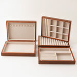 Homez wooden jewelry organizer with divisions 25*18*13cm image number 2