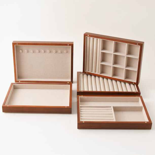 Homez wooden jewelry organizer with divisions 25*18*13cm image number 2