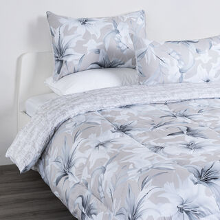 Cottage beige lilly print comforter set queen size with 3 pieces