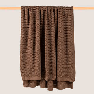 Boutique Blanche Loft 100% Cotton Knitted Throw Chocolate 130*180cm
