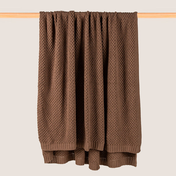 Boutique Blanche Loft 100% Cotton Knitted Throw Chocolate 130*180cm image number 2