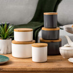 6 Pcs Set Kitchen Storage Jar with Bamboo Lid image number 0