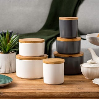 6 Pcs Set Kitchen Storage Jar with Bamboo Lid