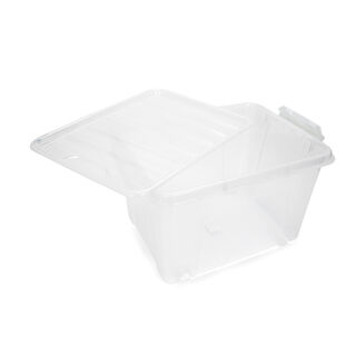 Storage Box With Clip Lid And Wheels Clear 35L