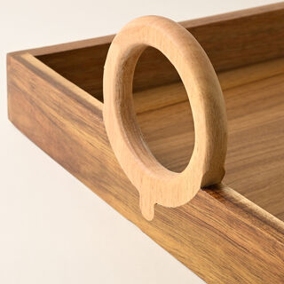 دلتي صينية تقديم خشب مع مقبض 51*37.5*13.5سم