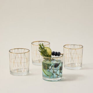 LA MESA 4 PCS GLASS TUMBLERS GOLD DECAL
