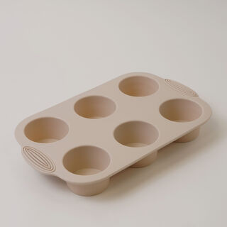 Alberto silicone muffin cake mould, 6 cups 29.8*18*3.9cm, cream
