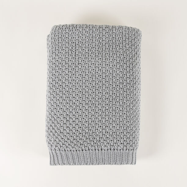 Boutique Blanche Loft 100% Cotton Knitted Throw Light Grey 130*180cm image number 0