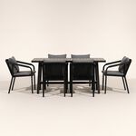 هومز طاولة طعام مع 6 كراسي ألومنيوم، أسود image number 1