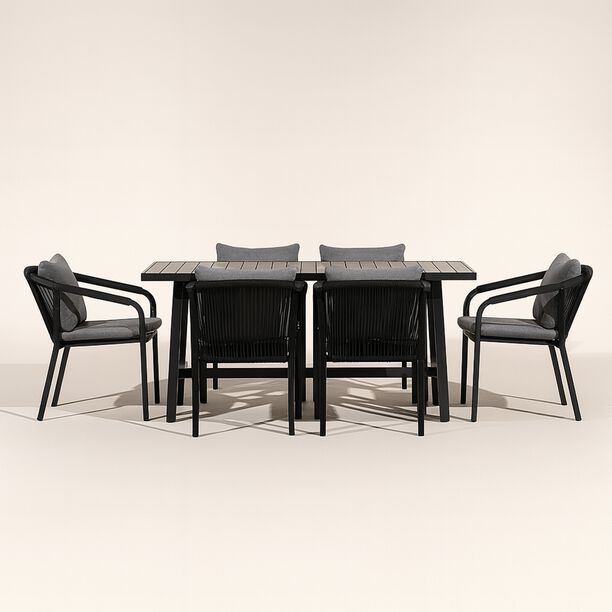 هومز طاولة طعام مع 6 كراسي ألومنيوم، أسود image number 1