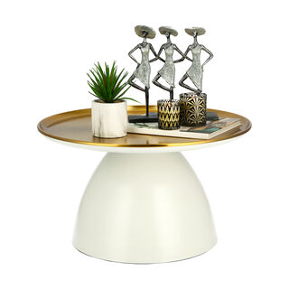 Metal Coffee Table Base Gold Top White