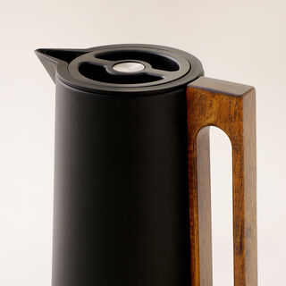 Dallaty Steel Vacuum Flask Flask With Wood Handle 1L, Black