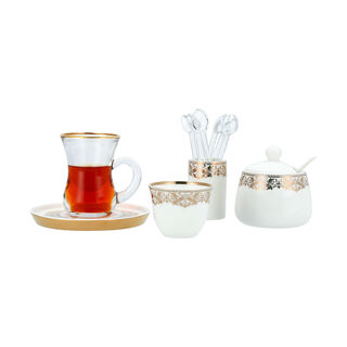 Lamesa 28 Pieces Porcelain Tea And Coffee Set White Gold