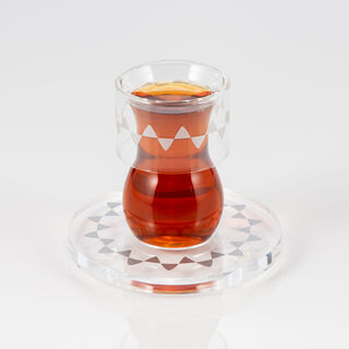 دلتي طقم بيالات شاي أكريليك مع صحون 12 قطعة