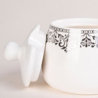 Lamesa 28Pc Porcelain Tc Set G&S White Silver