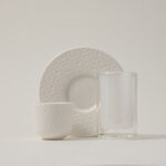 Dallaty white porcelain and glass Tea and coffee cups set 18 pcs image number 1