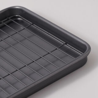 Alberto cookie pan with metal rack, grey metal, 15"