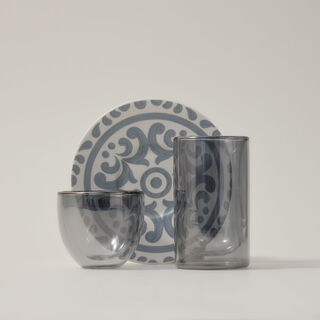 Dallaty white porcelain and glass Tea and coffee cups set 18 pcs