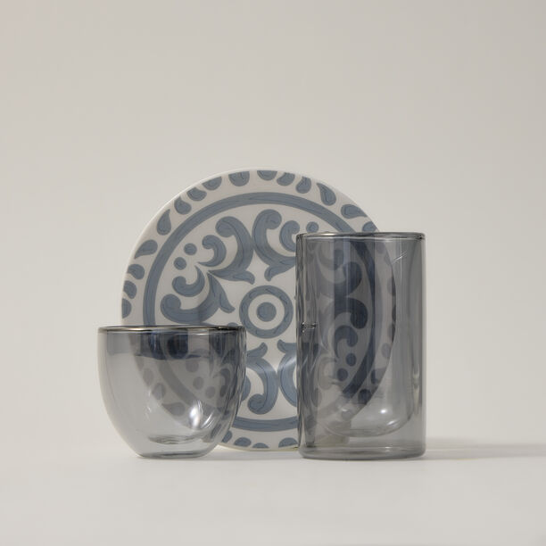 Dallaty white porcelain and glass Tea and coffee cups set 18 pcs image number 2