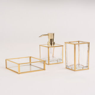 Homez glass & gold 3 pcs bath set