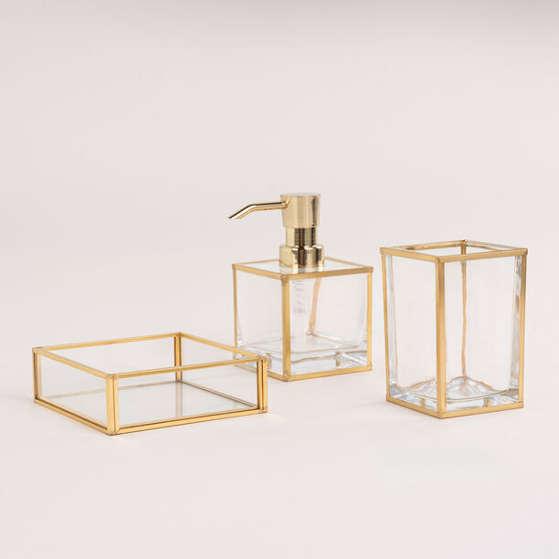Homez glass & gold 3 pcs bath set image number 0