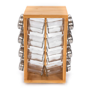 Alberto Bamboo Rack With 16 Pieces Spice Jars