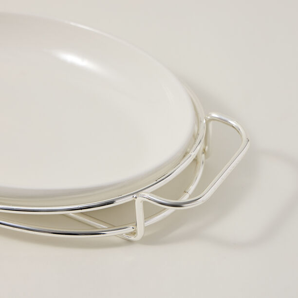 Oval Plate With Stand Silver 12" image number 1