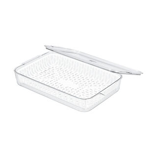 Alberto transparent acrylic fridge container with lid & inner basket 3L