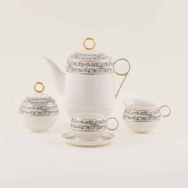 La Mesa Pearl Collection 47 Pcs Porcelain Dining Set, White Pearl image number 6