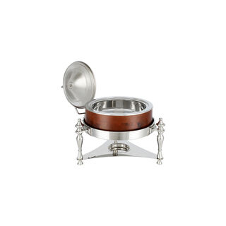 La Mesa Woood Pot Chaffing Dish With Side Hanger 3L Nickel Plated