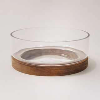 La Mesa glass bowl with wood base 22*8.7cm