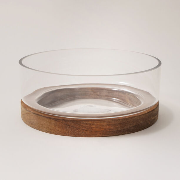 La Mesa glass bowl with wood base 22*8.7cm image number 0