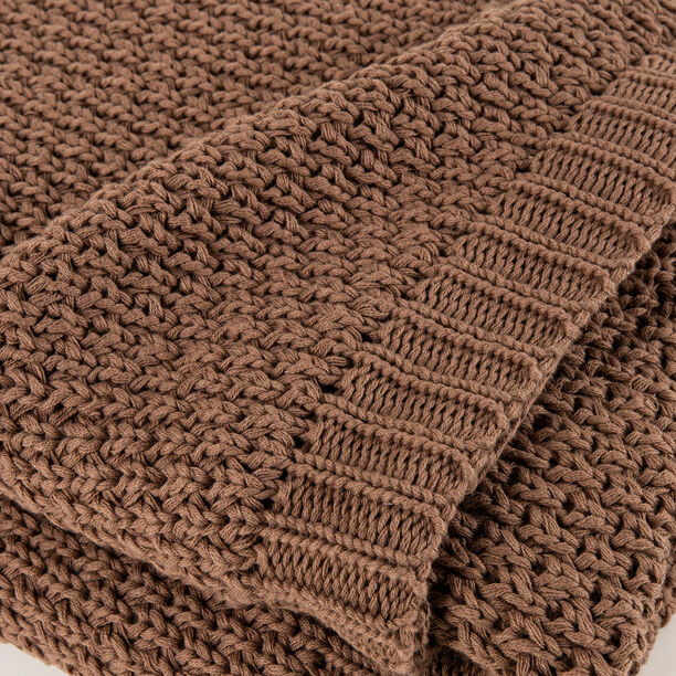 Boutique Blanche Loft 100% Cotton Knitted Throw Chocolate 130*180cm image number 1