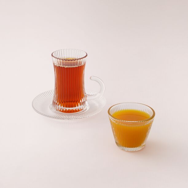 Dallaty clear glass with ine pattern tea and coffee set 18 pcs image number 0