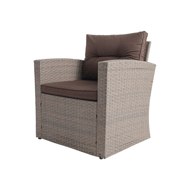 4 Piece Wicker Patio Set Antique Brown image number 9