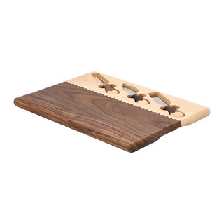 البرتو طقم لوح جبن خشبي مع الأدوات 33*25*1.9 سم