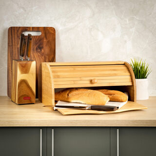 Alberto bamboo bread bin with movable borad 40*32*20 cm