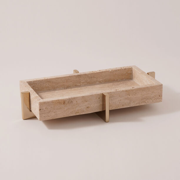 Dallaty travertine serving tray 37*21*7cm, beige image number 1